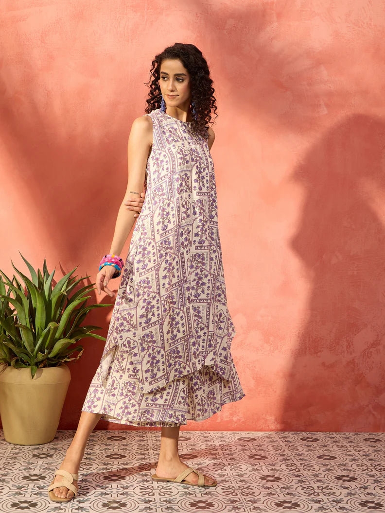 Floral Printed A-Line Kurta with Palazzo