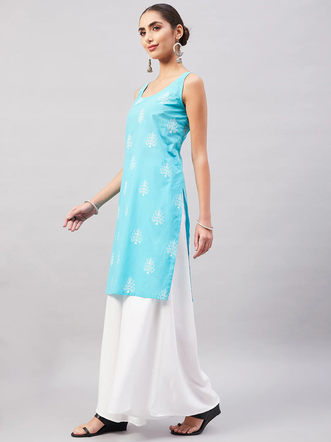 Sea Blue Straight Kurta