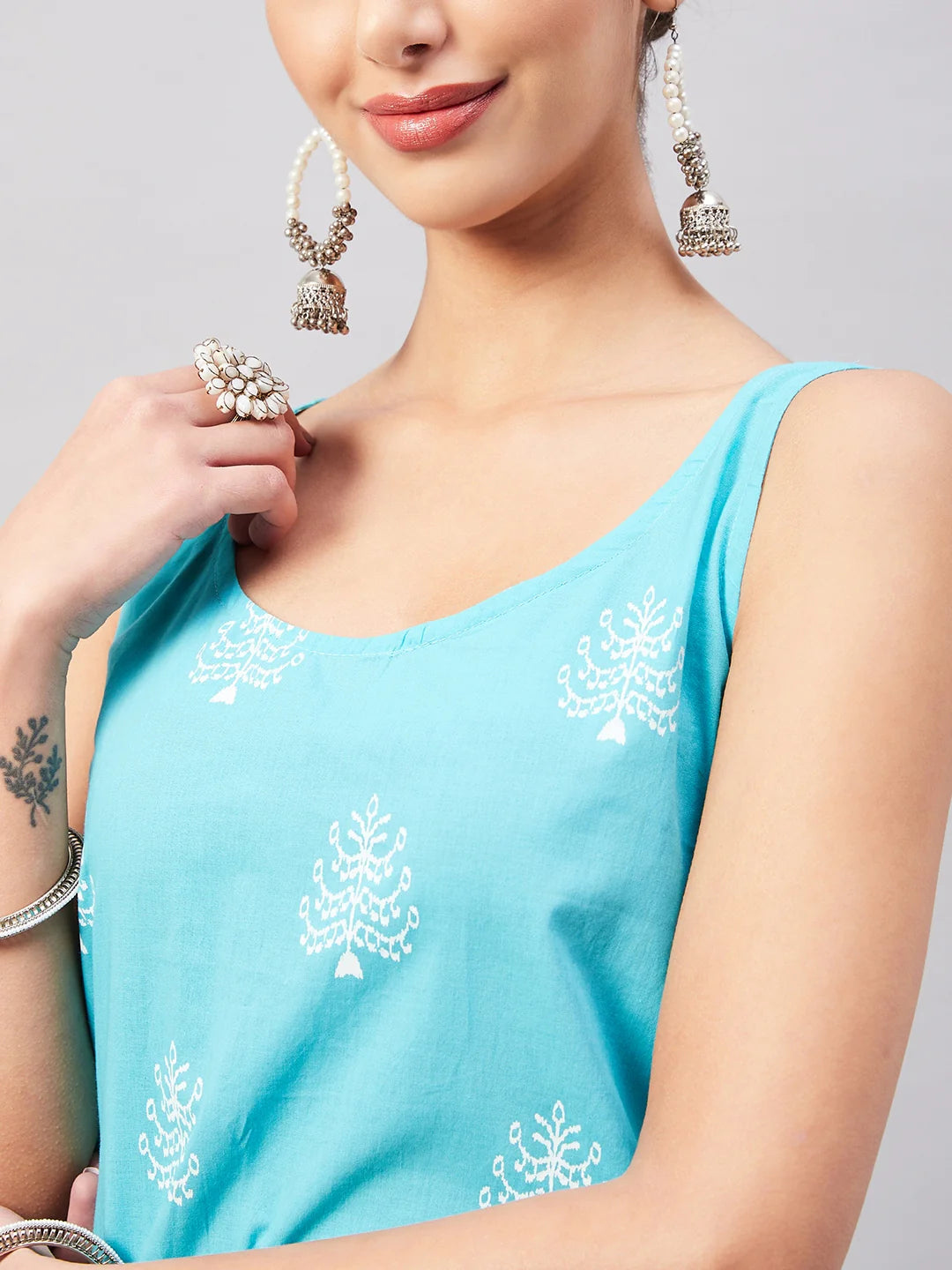 Sea Blue Straight Kurta