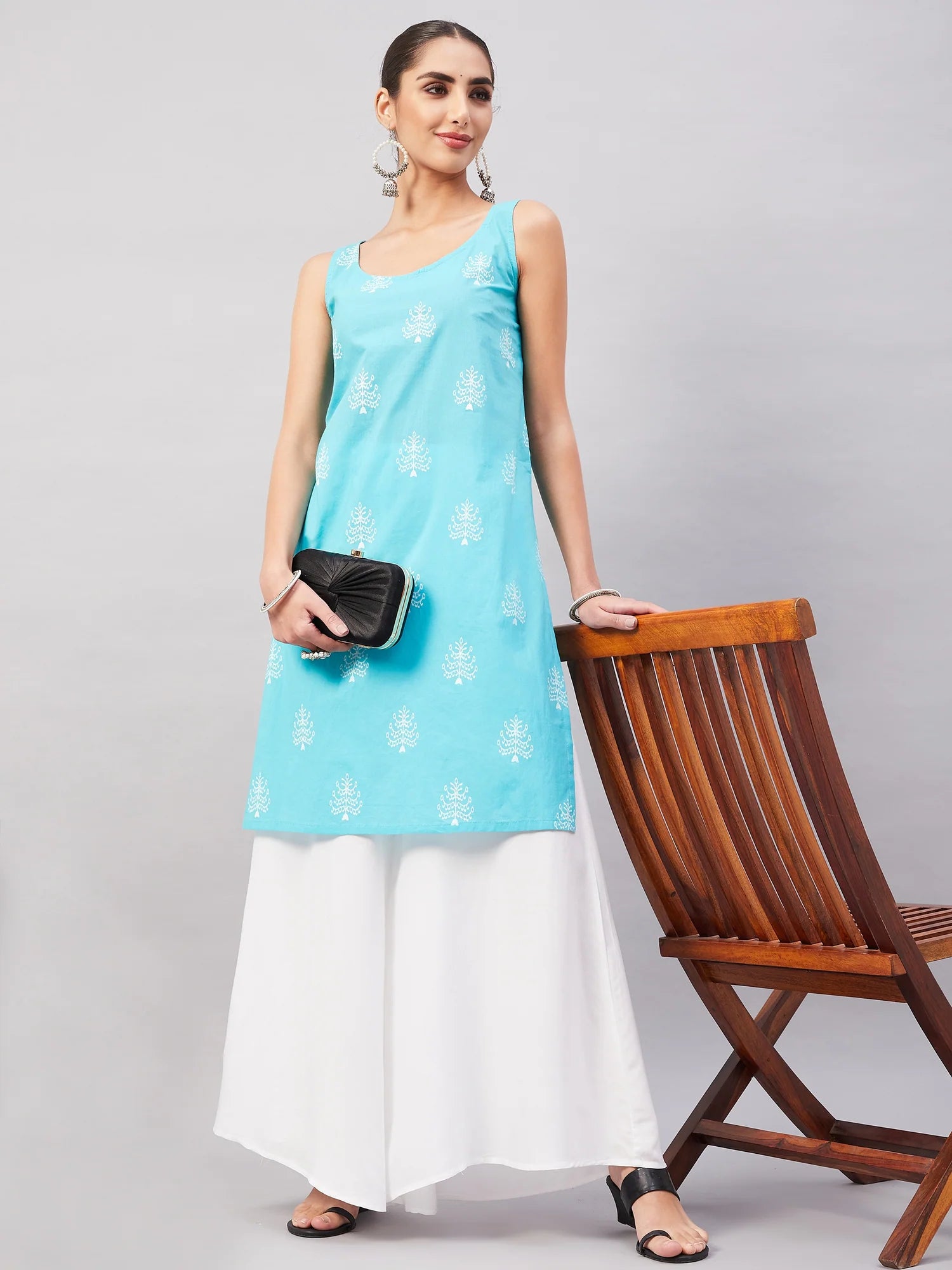 Sea Blue Straight Kurta