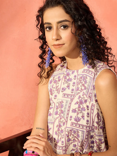 Floral Printed A-Line Kurta with Palazzo