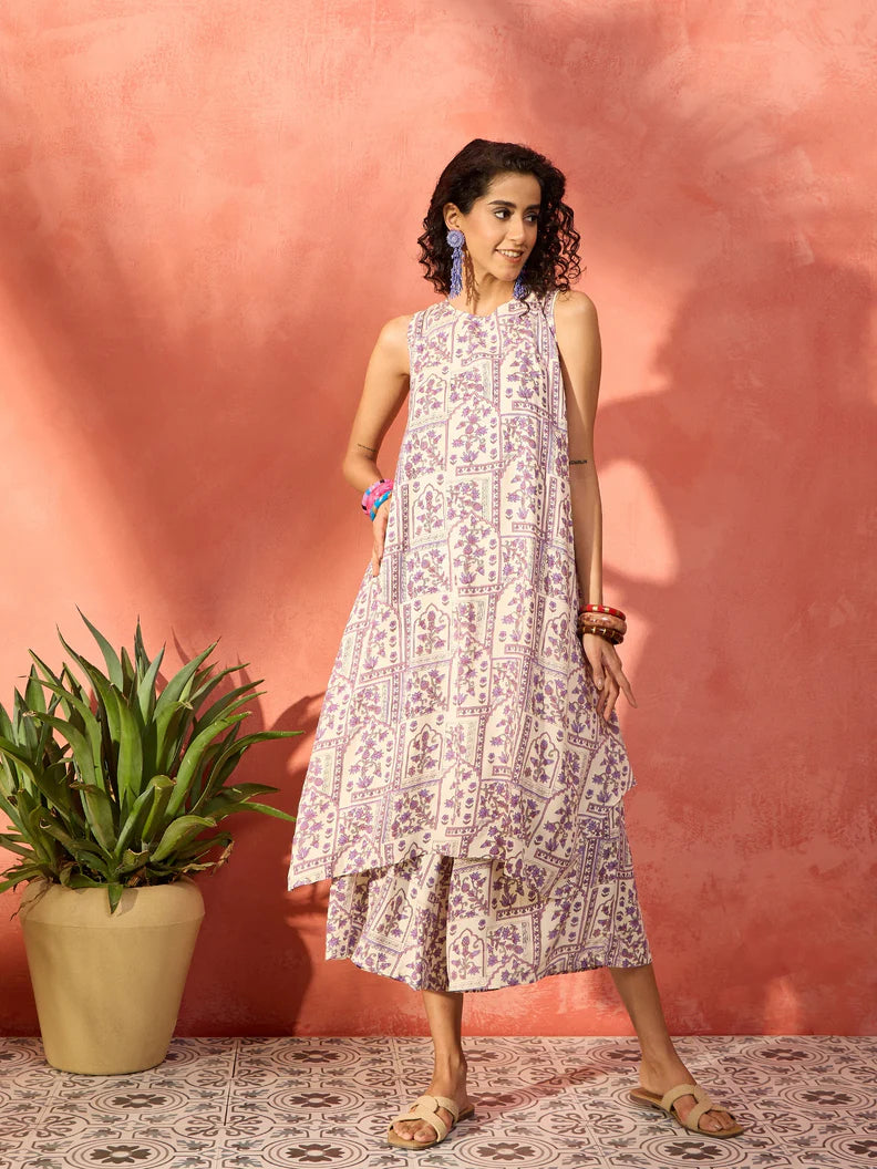 Floral Printed A-Line Kurta with Palazzo